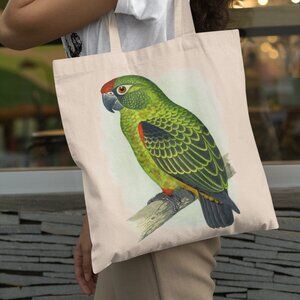 Red-fronted Parrot Vintage Print Graphic Canvas Tote Bag